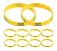 Balacoo 12 Pièces Bracelet de Football en Silicone, Drapeau Brésilien, 15