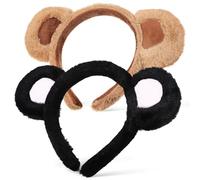 Balacoo 2 Pcs Bandeaux en Peluche Oreilles D'ours Elastiques, Accessoires de Déguisement Créatifs pour Fêtes Halloween et Cosplay