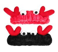 Balacoo 2 Pièces Bandeaux de Spa Femme en Polaire Corail Élastique Confortable Antennes de Renne 3d et Yeux pour Lavage du Visage et Maquillage