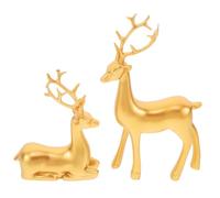 Balacoo 2 Pièces Figurines de Renne de Noël en Résine, Décor Or | Détails Réalistes, Poses Dynamiques, Décoration Intérieure et Extérieure, pour Cafés et Villas
