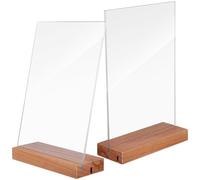 Balacoo 2 Pièces Porte-Cartes pour Mariages en Acrylique avec Support en Bois Rectangulaire Moderne, Présentoir Incliné pour Menu et Numéro de Table, pour Banquets et Bureaux