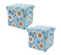Balacoo 2 Pièces Pouf de Rangement Pliable Tabouret de Rangement Maison Couvercle, Coton et Fibreboard, Léger, Facile à Déplacer, Repose-Pieds, pour Salon, Chambre, Pique-niques et Voyage