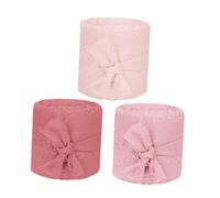 Balacoo 3 rouleaux Ruban Chiffon Large Frangé Lot pour Décoration Mariage Shower Invitations et Bouquets DIY Texture Rose