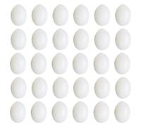 Balacoo 30 Œufs Décoratifs Simulés en Plastique Blanc, Solides et Réalistes, Lot de 30 Pièces pour Oiseaux et Pigeons, Reproduction Décoration de Pâques