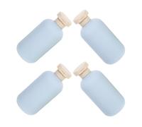 Balacoo 4 Pièces Flacon Réutilisable pour Shampoing 200ml en Plastique Pp Bleu avec Large Embouchure, pour Voyages et Salle de Bain, Bouteille Rechargeable et Étanche