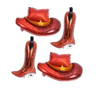 Balacoo 4 pièces Lot de Ballons Aluminium Thème Cow Boy Chapeau et Modélisation Décoration Western pour Fête Anniversaire
