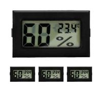 Balacoo 4 Pièces Mini Thermomètre Hygromètre Numérique, Détection de Température, D'humidité Lumière, Écran Numérique Clair, Abs Noir, pour Terrarium à Reptiles et Réfrigérateur
