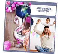 Balacoo 5 pièces Ballons Motif Terre Aluminium Film Décoration Fête Garçon Fille Anniversaire