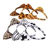 Balacoo 6 Pièces Bandeau Léger Oreilles de Chat en Tissu Imprimé Léopard Classique, Accessoire Créatif pour Fête ou Présent à Offrir aux Amies Féminines Plusieurs styles