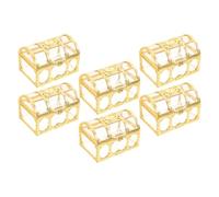 Balacoo 6 Pièces Boîte à Bonbons de Fête en Plastique Doré, Coffre Trésor Léger pour Chocolat et Snacks, pour Anniversaires et Festivals