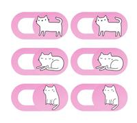 Balacoo 6 Pièces Cache Webcam Chat Rose ABS Ultra Fin | Couvre Caméra Discrète, Laisse Voyant Visible, Compatible Capot D’ordinateur, pour Visioconférence