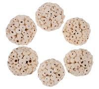 Balacoo 6 Pièces Jouets Naturels à Mâcher pour Perroquets et Cochons d'Inde en Bois Beige, Réduisent L'ennui et Favorisent Le Comportement de Recherche de Nourriture