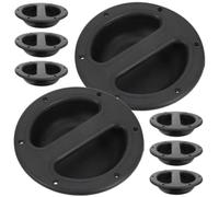 Balacoo 8 Pièces Poignée Encastrée Ronde, Noir Robuste Plastique | Profil Encastré sans Accroche, pour Caisses D’instruments et Subwoofers, Réparation Rapide en Lot