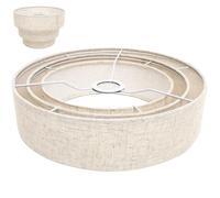 Balacoo Abat-jour de lampadaire 3 niveaux en lin beige, abat-jour extra large rond, diffuseur lumineux pour lampes d'accent, style vintage, protection des yeux intégrée