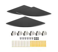 Balacoo Acrylique Étagère Murale d'angle Forme Éventail, Noir | Fixation Murale, Structure Métal et Acrylique Transparent, Gain de Place, Matériel et Notice Inclus