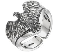 Balacoo Bague Ajustable Vintage Aigle en Cuivre Argenté Surface Intérieure Polie Lisse, Bague Stylée pour Filles, Usage Quotidien ou Occasions Formelles