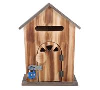 Balacoo Boîte aux Lettres Murale en Bois de Style Vintage, Forme Maison, Verrouillable avec Installation Facile pour Porte Extérieure Maison