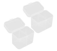 Balacoo Boîte de Rangement pour Cotons à Design Gain de Place 2pcs en Plastique Blanc Double Compartiment Étanchéité pour Maison ou Salon
