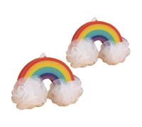 Balacoo Boules de Bain Mousse Douce 2pcs Arc-en-ciel pour Garçon et Filles Exfoliation Délicate, Éponge Pe de Fleur, Accessoires Mignons pour L'heure du Bain