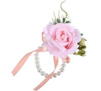 Balacoo Bracelet de Fleurs Poignet pour Mariage en Perles et Tissu, Ornement Costume Élégant et Simple, Décoration Délicate pour Mariée et Demoiselle D'honneur Lors de Fêtes et Bals