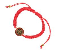 Balacoo Bracelet Religieux Tressé Ajustable en Alliage et Corde Rouge Médaille Saint Benoît Élégant pour Tenue Quotidienne Décontractée et Portable