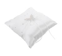 Balacoo Coussin Rond en Ruban Blanc, Satin Dentelle Strass, Mariage | Présentation des Alliances, Souvenir Classique, Cérémonie D’église, pour Cortège Nuptial, Décor Blanc