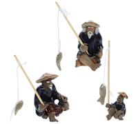 Balacoo Ensemble de 3 Figurines de Pêcheurs en Céramique Décoratives Élégantes, Faciles à Nettoyer, pour Décoration de Jardin et Table de Sable Style Aléatoire