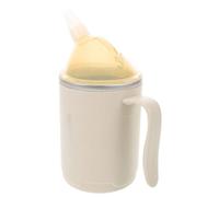 Balacoo Gobelet de Soins 400ml en Acier Inoxydable avec Poignée et Paille | Couvercle Anti-fuite, Embout Souple et Brosse Inclus, pour Bouillon ou Liquides Épaissis à Domicile