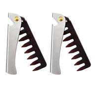 balacoo Lot de 2 peignes de poche pliables en acier inoxydable pour homme, peigne portable pour voyage, coiffure, salon