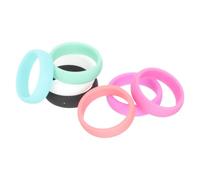 Balacoo Lot de 7 Anneaux en Silicone Élastiques Lisses 8 Tailles pour Femmes, Bagues de Sport Imperméables et Hypoallergéniques Multicolores, Accessoires de Fitness et Bijoux de Gym
