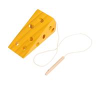 Balacoo Montessori Jouet éducatif en bois pour lacer le fromage, jouet d'opération de jeu, accessoire de jeu, jaune, 10,5 x 5 cm