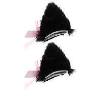 Balacoo Paire de Pinces à Cheveux Oreilles de Chat Noires Décoration Confortable en Imitation Fourrure de Lapin pour Cosplay et Fêtes Costumées