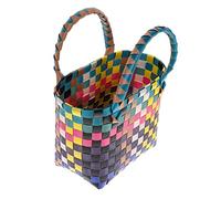 Balacoo Panier de Rangement Tressé PVC avec Anse Cabas pour Fruits Pique et Plage Panier Décoratif Polyvalent pour Usage Intérieur et Extérieur