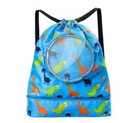 Balacoo Paquet à Dos de Natation Étanche Motif Dinosaure pour Garçon et Filles Compartiment Chaussures Grand Paquet à Cordon Bleu de Sport Sec et Humide pour Piscine et Plage et Voyage