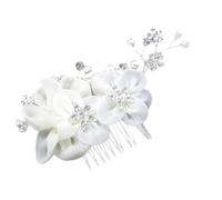 Balacoo Peigne à Cheveux Mariage Élégant en Alliage Fleurs en Chiffon Blanc et Cristaux, Accessoire Délicat pour Mariée Facile à Mettre et Retirer, pour Fête ou Bal