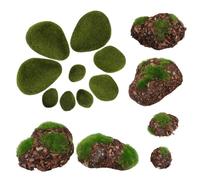 Balacoo Pierres Moussues Simulées Vertes Décor Créatif Lot de 14 en Mousse et Flocage Forme de Pierre Naturelle Imitation Mousse Décorative pour Aquarium ou Maison