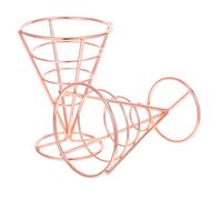 Balacoo Présentoir à Frites Résistant en Acier Inoxydable 2pcs, Panier à Cône et Compatible Papier Ciré pour Frites et Poulet Frit pour Café et Restaurant