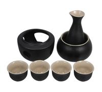 Balacoo Service à Saké Céramique Traditionnelle Japonaise avec Réchauffeur Stable Bouteille et Tasses pour Usage Familial et Convivial Facile à Nettoyer et Polyvalent