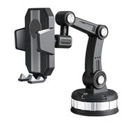 Balacoo Support de Téléphone pour Voiture à Ventouse Noire Multifonction, Résistant Soleil, en Abs et Métal Silicone, Démontage Pratique pour Navigation