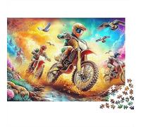 Balade à Moto Jigsaw Puzzles pour Adultes 1000 Pièces Jigsaw Puzzles pour Adultes Jeu Éducatif Puzzle Adapté à la Décompression et Décoration MuraleMotorcycle Rider DécorColorécled Cardboar