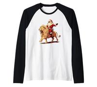 Balade de Noël Amusante avec Père Noël et Lion Manche Raglan