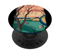 Balade du Soir À Edo Paysage Ukiyo-e Sérénité Art Japonais PopSockets PopGrip Adhésif