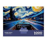 Balade en Voiture à la manière de Van Gogh 1000 Pièces Puzzle Classique Coffret Puzzle Carton Épais - Ados 12-18 Ans, Logique, pour Les Amateurs De Puzzles 52x38cm/1000pcs