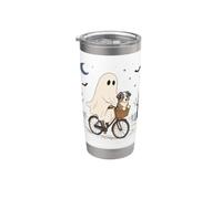 Balade Nocturne À Vélo Fantôme Avec Un Berger Australien Gobelet isotherme en acier inoxydable double paroi