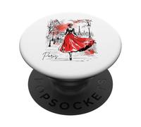 Balade Nocturne Parisienne Art Romantique Femmes Paris PopSockets PopGrip Adhésif