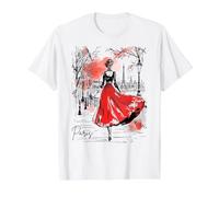Balade Nocturne Parisienne Art Romantique Femmes Paris T-Shirt Graphique avec Valeur