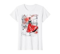 Balade Nocturne Parisienne Art Romantique Femmes Paris T-Shirt Graphique avec Valeur