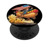 Balade Patriotique Hotdog pour Les Amateurs de Barbecue et de weenies PopSockets PopGrip Adhésif