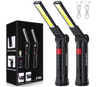 Baladeuse Led Mecanicien, Lampe de Travail Led Rechargeable avec Base Magnétique, Lampe Mecanicien Pivotante à 360° et étanche, Lampes Atelier avec 5 Modes d'Éclairage pour Garage, Camping, d'urgence