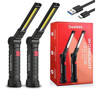 Baladeuse LED mécanicien rechargeable lot de 2, lampe de travail aimantée 5 modes, 300 lumens, rotative 360° avec crochet et base magnétique, USB pour atelier, garage et auto